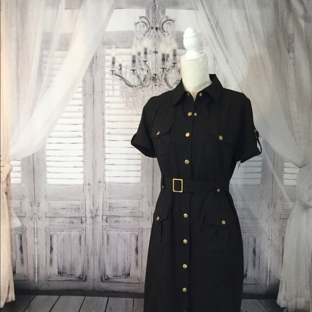 Calvin Klein Black Military Style Dress NWT